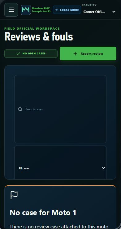 Real Motoboard Turn 1 official screen on the sample event