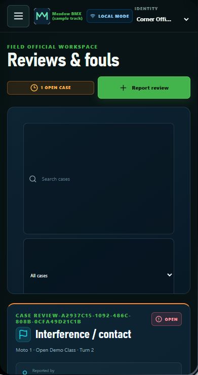 Real Motoboard Turn 3 official screen on the sample event